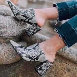 Marc Fisher Leather Ragni Snakeskin Mules 7.5